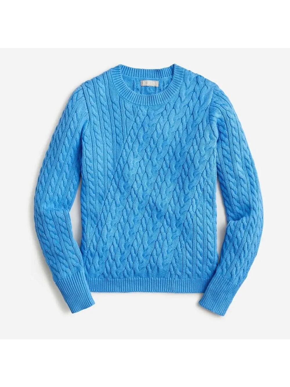 J. CREW Diagonal Cable-Knit Sweater in Blue Size Women's Large